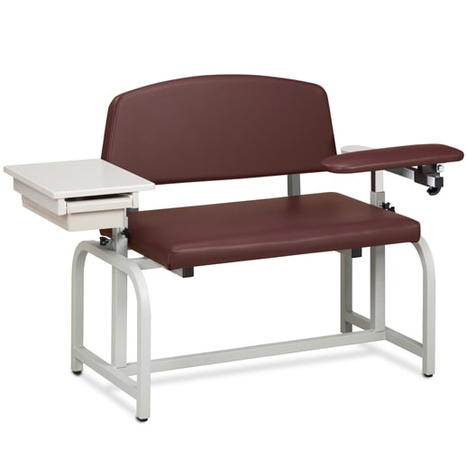 Clinton Lab X Series Bariatric Blood Drawing Chair with Padded Flip Arm and Drawer  ClintonClean Flip Arm - Wedgewood