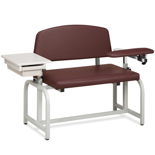 Clinton Lab X Series Bariatric Blood Drawing Chair with Padded Flip Arm and Drawer