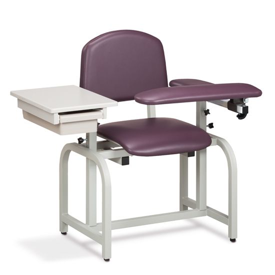 Clinton Lab X Series Blood Drawing Chair with Padded Flip Arm and Drawer  ClintonClean Arm/Armrests - Black