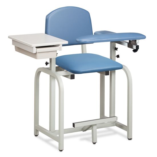 Clinton Lab X Series Extra-Tall Blood Drawing Chair with Padded Flip Arm and Drawer