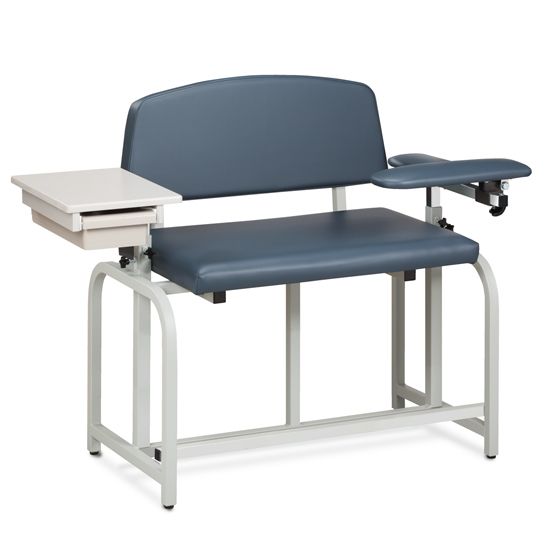 Clinton Lab X Series Extra-Wide and Extra-Tall Blood Chair with Padded Flip Arm and Drawer  ClintonClean Arm/Armrests - Black