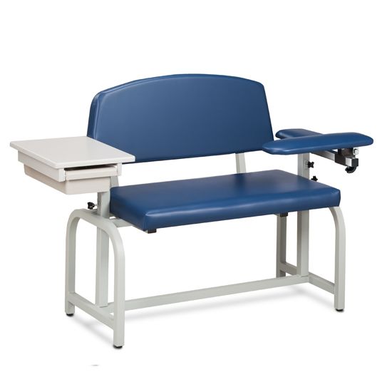 The Clinton Lab X Series Exra-Wide Blood Chair with Padded Flip Arm and Drawer