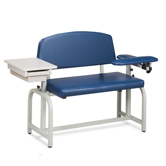 Clinton Lab X Series Extra-Wide Blood Chair with Padded Flip Arm and Drawer  ClintonClean Arm/Armrests - Black