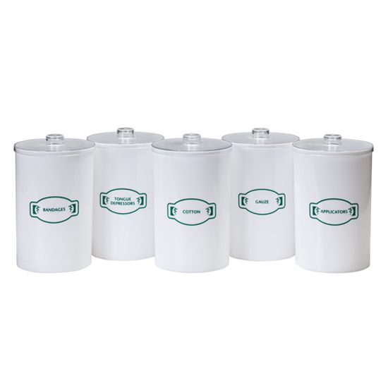 Clinton Labeled Opaque Plastic Sundry Jars