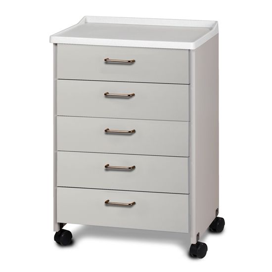 Clinton Molded Top Mobile Treatment Cabinet with 5 Drawers  Ashen Gray