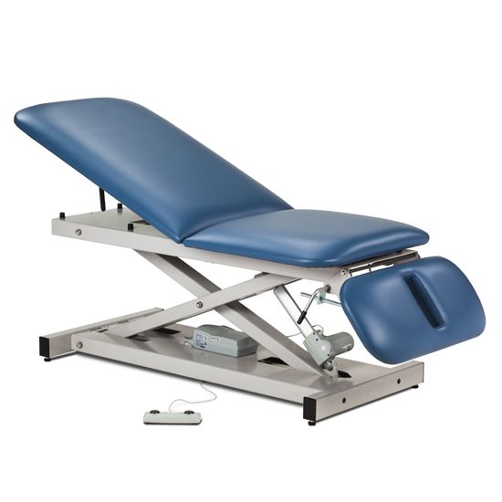 Clinton Open Base Power Table with Adjustable Backrest and Drop Section  Black