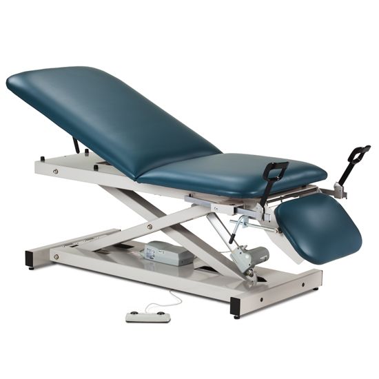 Clinton Open Base Power Table with Adjustable Backrest, Footrest, and Stirrups  Black
