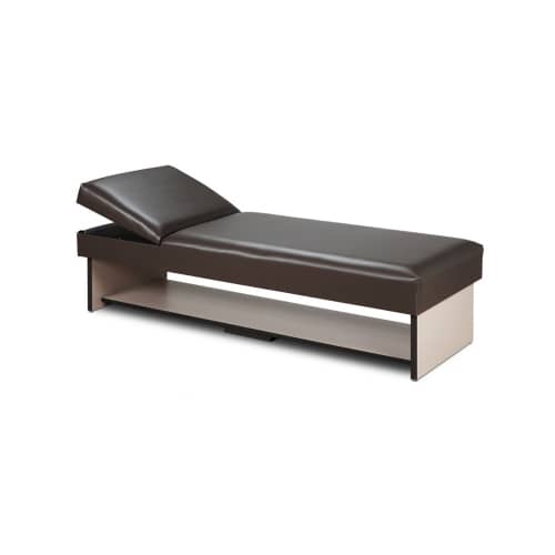Clinton Panel Leg Couch with Full Shelf and Adjustable Pillow Wedge  in Slate Gray Laminate with Black Upholstery