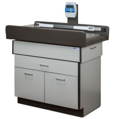 Clinton Pediatric Scale/Treatment Table (1 Drawer, 2 Doors)  Black in Slate Gray Laminate