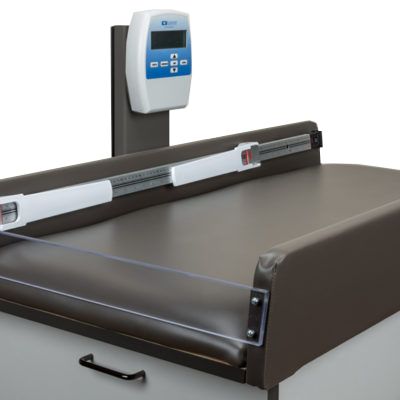 Clinton Pediatric Scale/Treatment Table (2 Doors)  Black in Ashen Gray Laminate