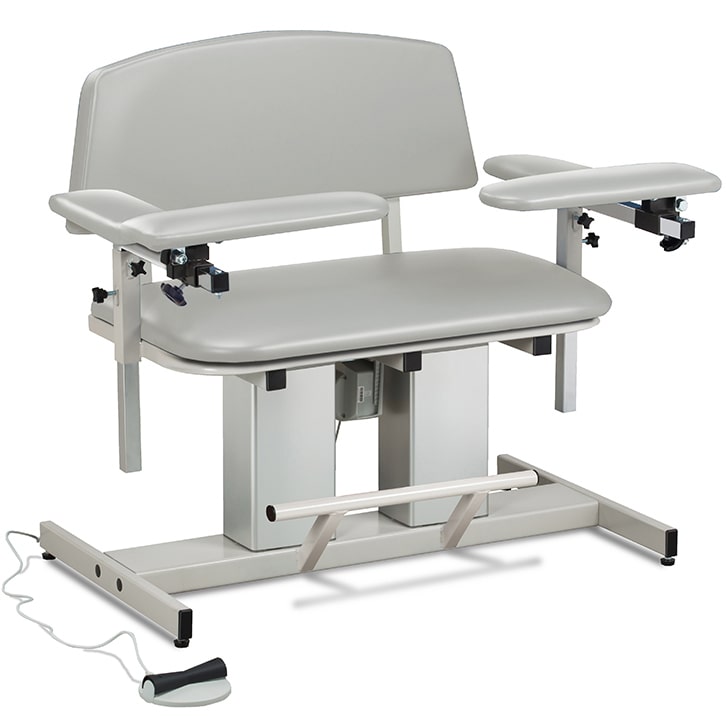 Clinton Power Series Bariatric Blood Drawing Chair with Padded Arms  ClintonClean Flip Arms/Elbow Rests - Royal Blue