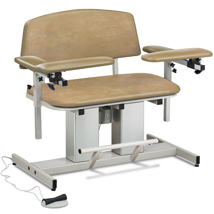 Clinton Power Series Bariatric Blood Drawing Chair with Padded Arms  ClintonClean Flip Arms/Elbow Rests - Desert Tan