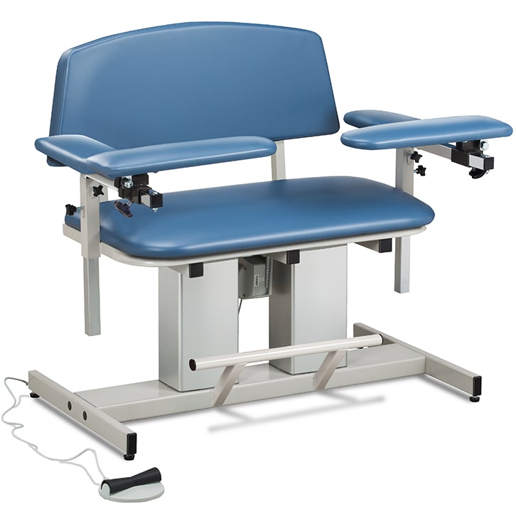 Clinton Power Series Bariatric Blood Drawing Chair with Padded Arms  ClintonClean Flip Arms/Elbow Rests - Wedgewood