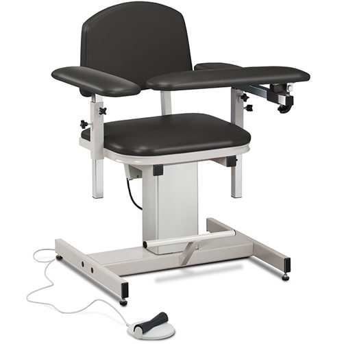 Clinton Power Series Blood Drawing Chair with Padded Arms  ClintonClean Arm/Armrests - Gunmetal