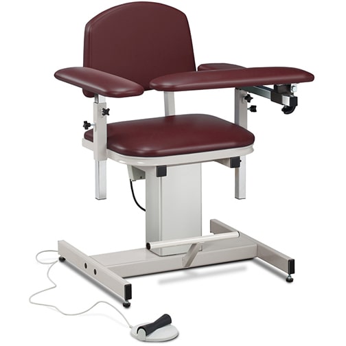Clinton Power Series Blood Drawing Chair with Padded Arms  ClintonClean Arm/Armrests - Burgundy
