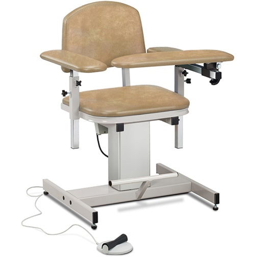 Clinton Power Series Blood Drawing Chair with Padded Arms  ClintonClean Arm/Armrests - Desert Tan