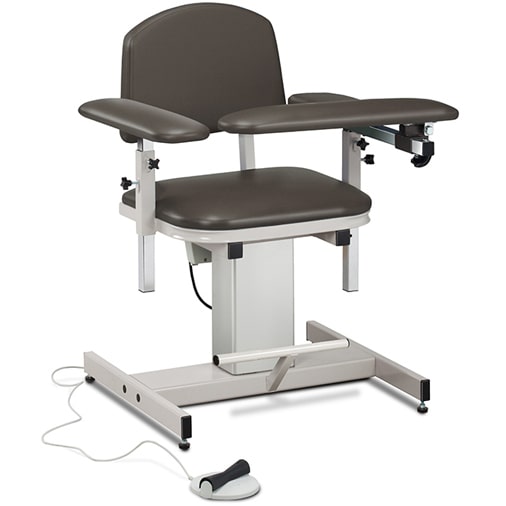 Clinton Power Series Blood Drawing Chair with Padded Arms  ClintonClean Arm/Armrests - Gunmetal