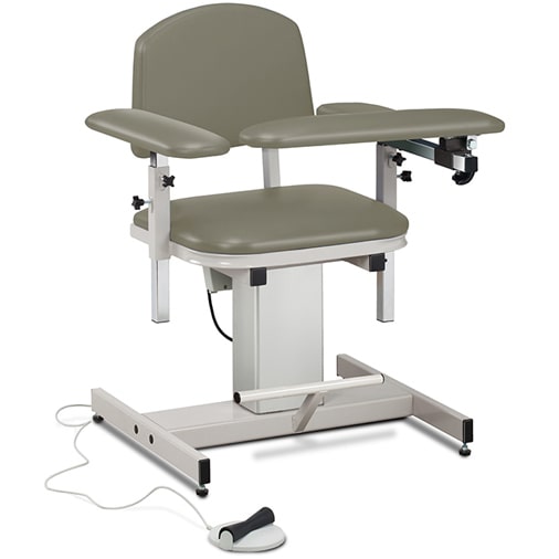 Clinton Power Series Blood Drawing Chair with Padded Arms  ClintonClean Arm/Armrests - Warm Gray
