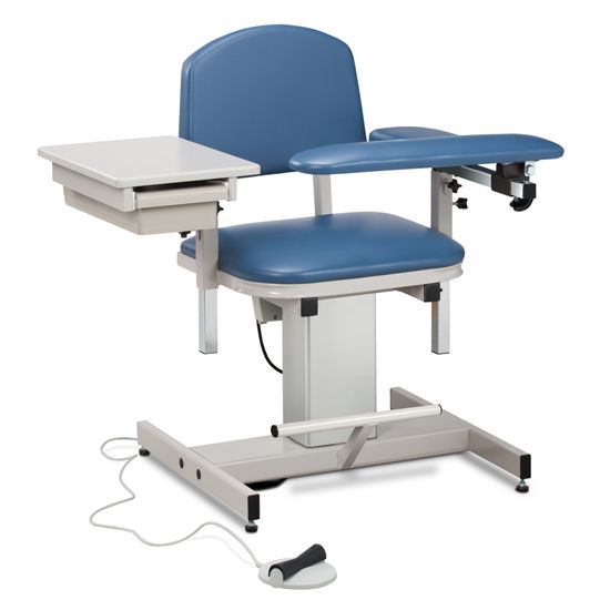 Clinton Power Series Blood Drawing Chair with Padded Flip Arm and Drawer  ClintonClean Arm/Armrests - Black