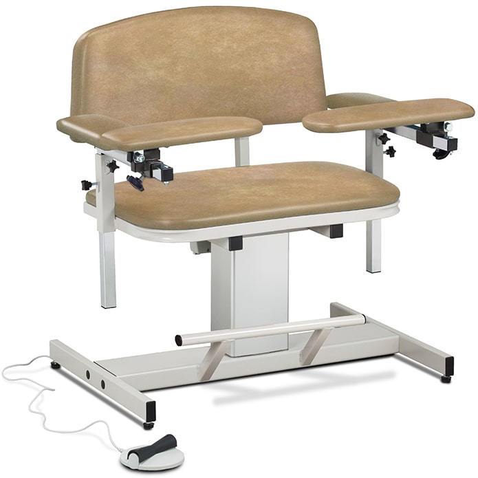 Clinton Power Series Extra-Wide Blood Drawing Chair with Padded Arms - Desert Tan
