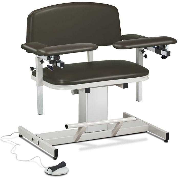 Clinton Power Series Extra-Wide Blood Drawing Chair with Padded Arms  ClintonClean Armrest and Flip Arms - Gunmetal