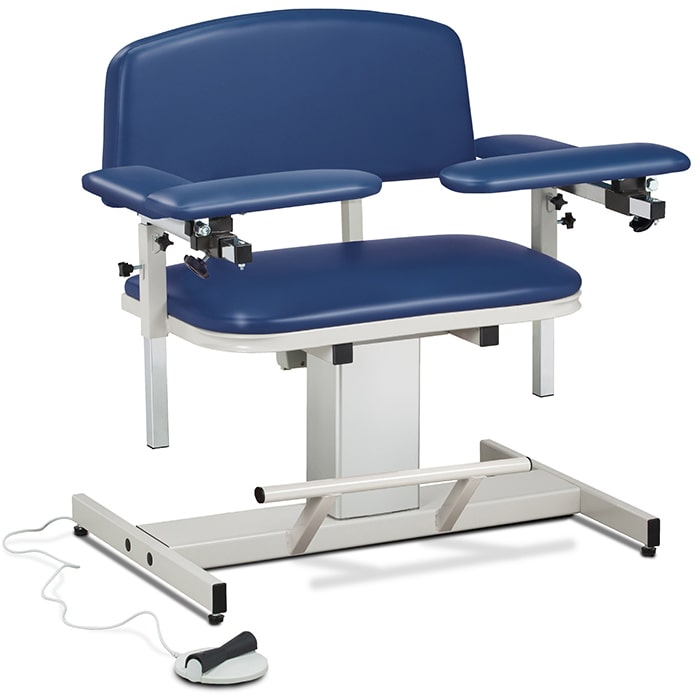 Clinton Power Series Extra-Wide Blood Drawing Chair with Padded Arms - Royal Blue
