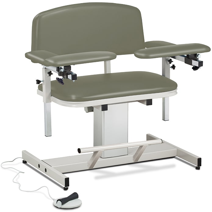 Clinton Power Series Extra-Wide Blood Drawing Chair with Padded Arms  ClintonClean Armrest and Flip Arms - Warm Gray