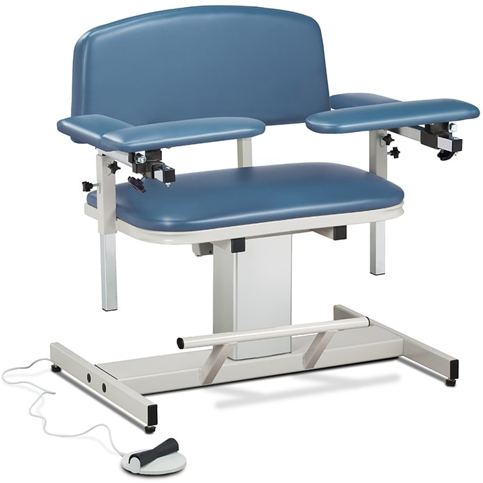 Clinton Power Series Extra-Wide Blood Drawing Chair with Padded Arms  ClintonClean Armrest and Flip Arms - Wedgewood