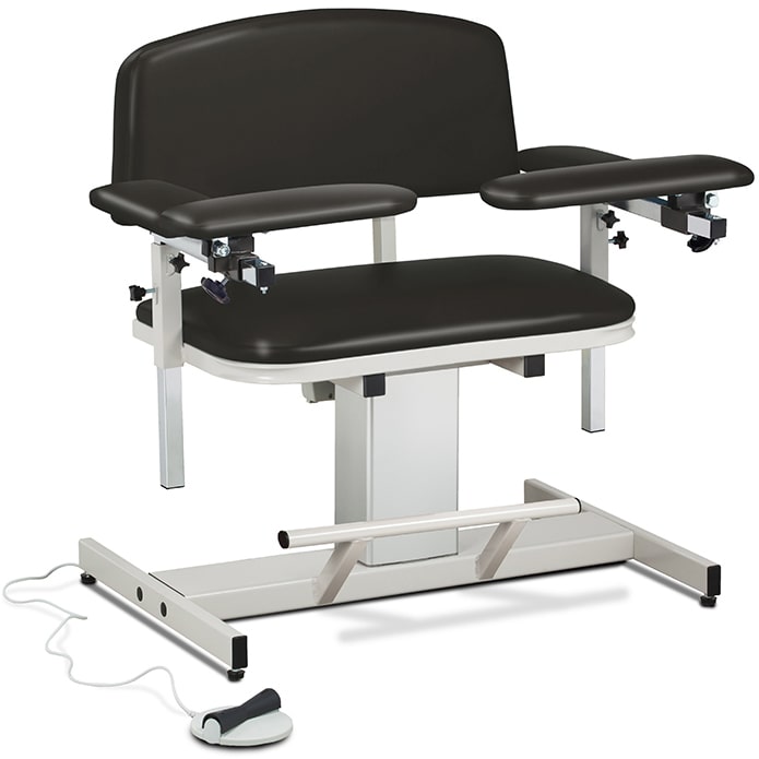 Clinton Power Series Extra-Wide Blood Drawing Chair with Padded Arms - Black