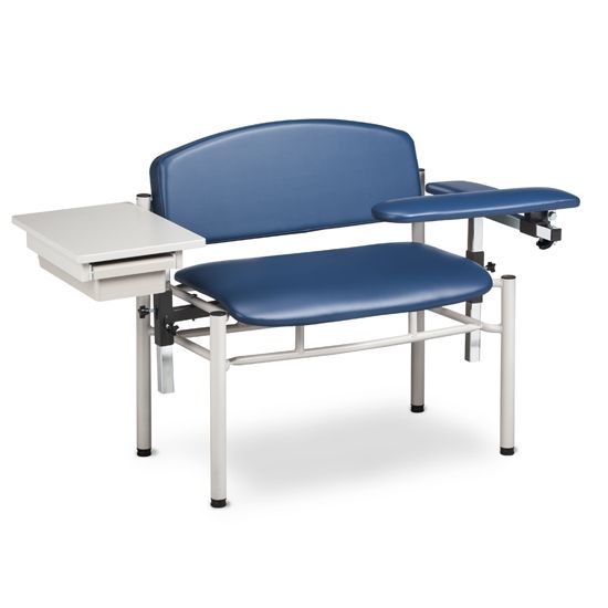 Clinton SC Series Extra-Wide Padded Blood Draw Chair with Padded Flip Arm and Drawer  ClintonClean Armrests/Arms - Black