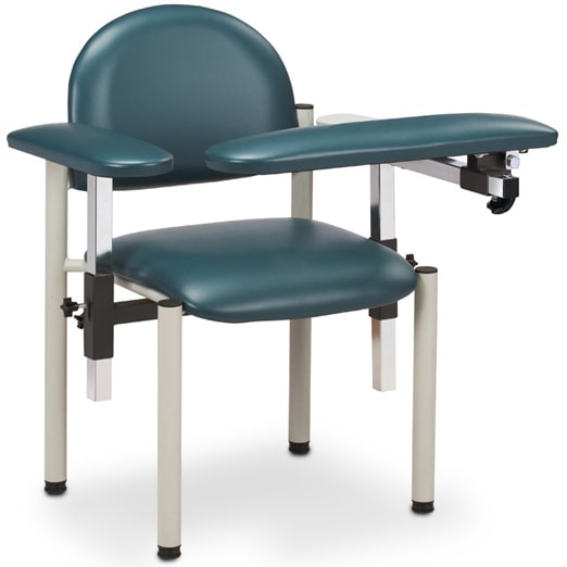 Clinton SC Series Padded Blood Drawing Chair with Padded Arms  ClintonClean Armrest/Flip Arm - Wedgewood