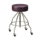 Clinton Stainless Steel Stool  with Upholstered Seat and Casters