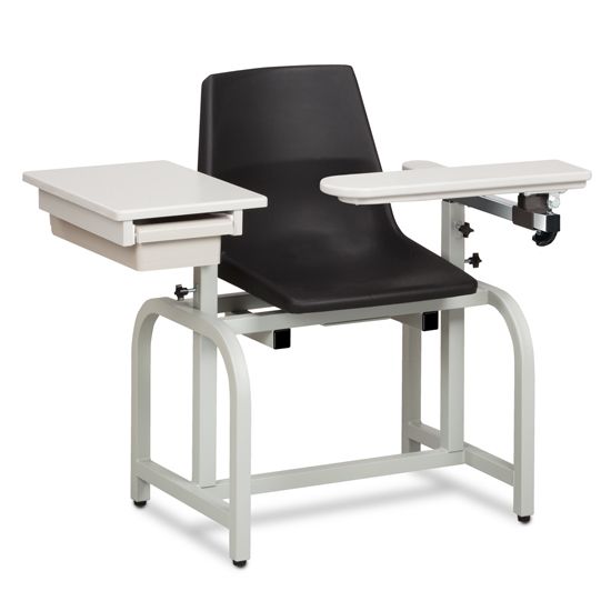 Clinton Standard Lab Series Blood Chair with ClintonClean Flip Arm and Drawer  Standard Arm/Armrests - Black