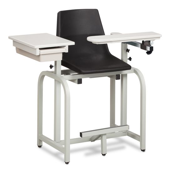 Clinton Standard Lab Series Extra Tall Blood Drawing Chair with ClintonClean Flip Arm and Drawer  Standard Arm/Armrests - Desert Tan