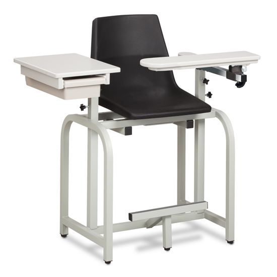 Clinton Standard Lab Series Extra Tall Blood Drawing Chair with ClintonClean Flip Arm and Drawer