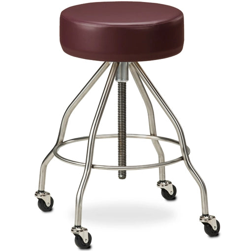 Clinton Upholstered Stainless Steel Stool - With Casters
