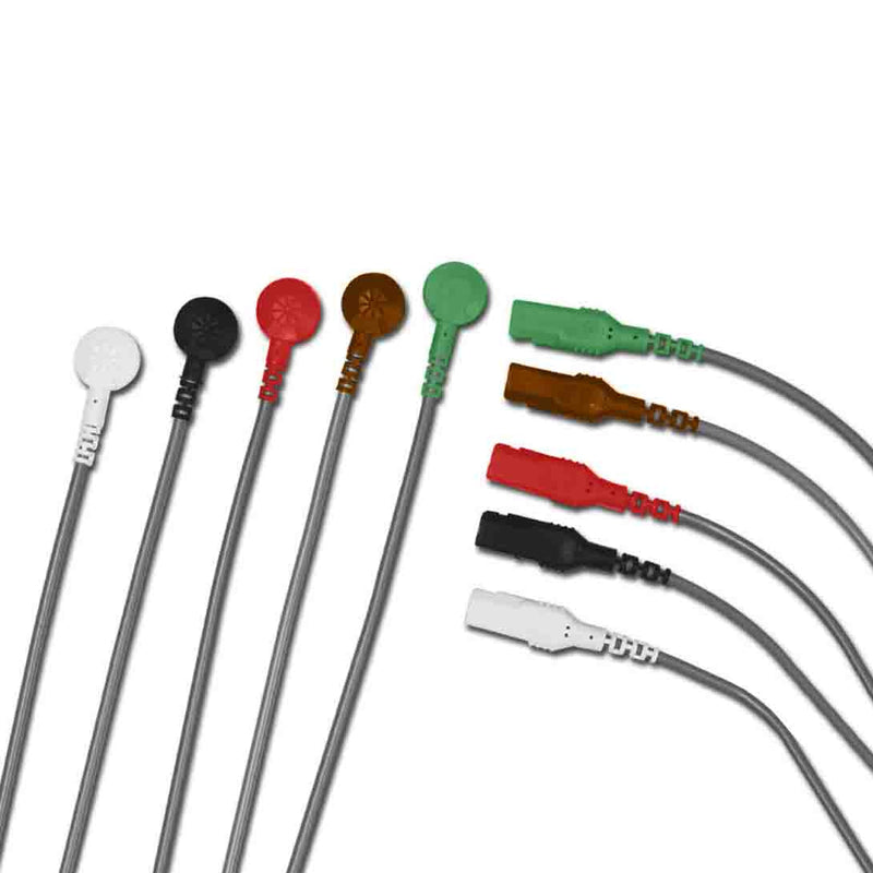 ConMed FSR 5 Lead Shielded Safety Leadwires  40" Grabber Style (Black, Brown, Green, Red, White