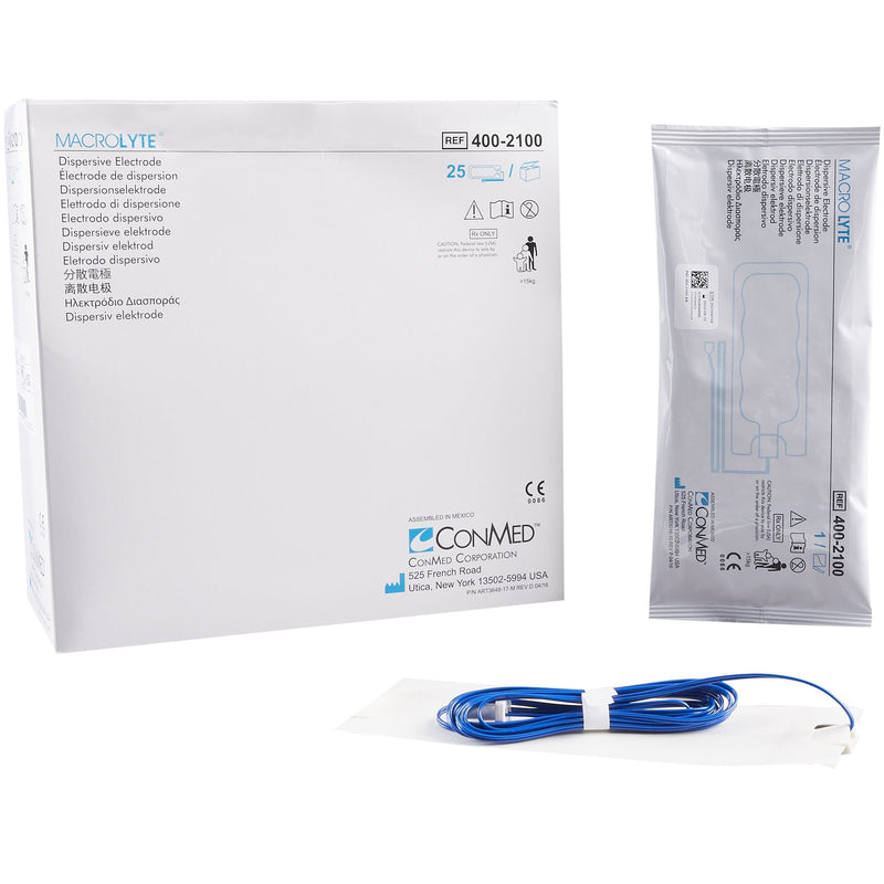 ConMed MacroLyte Dispersive Electrode  Adult - Single-Foil With Cable (100/Case)
