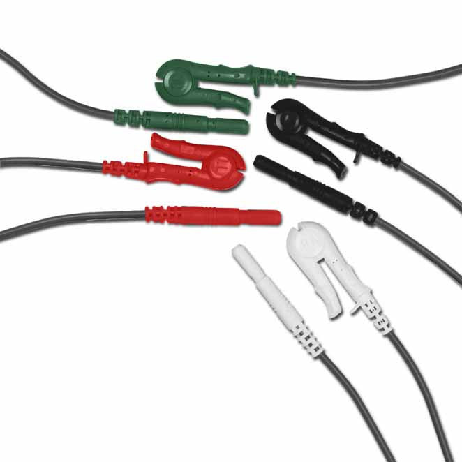 ConMed R Series 3 Lead Safety Leadwires  36" Grabber Style Lead II (Black, Red, White)
