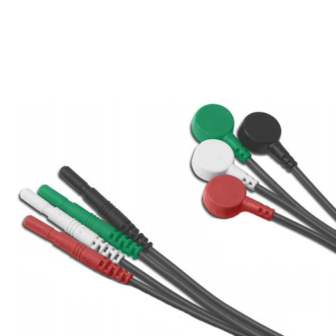 ConMed R Series 3 Lead Safety Leadwires  36" Snap Style Lead II (Black, Red, White)