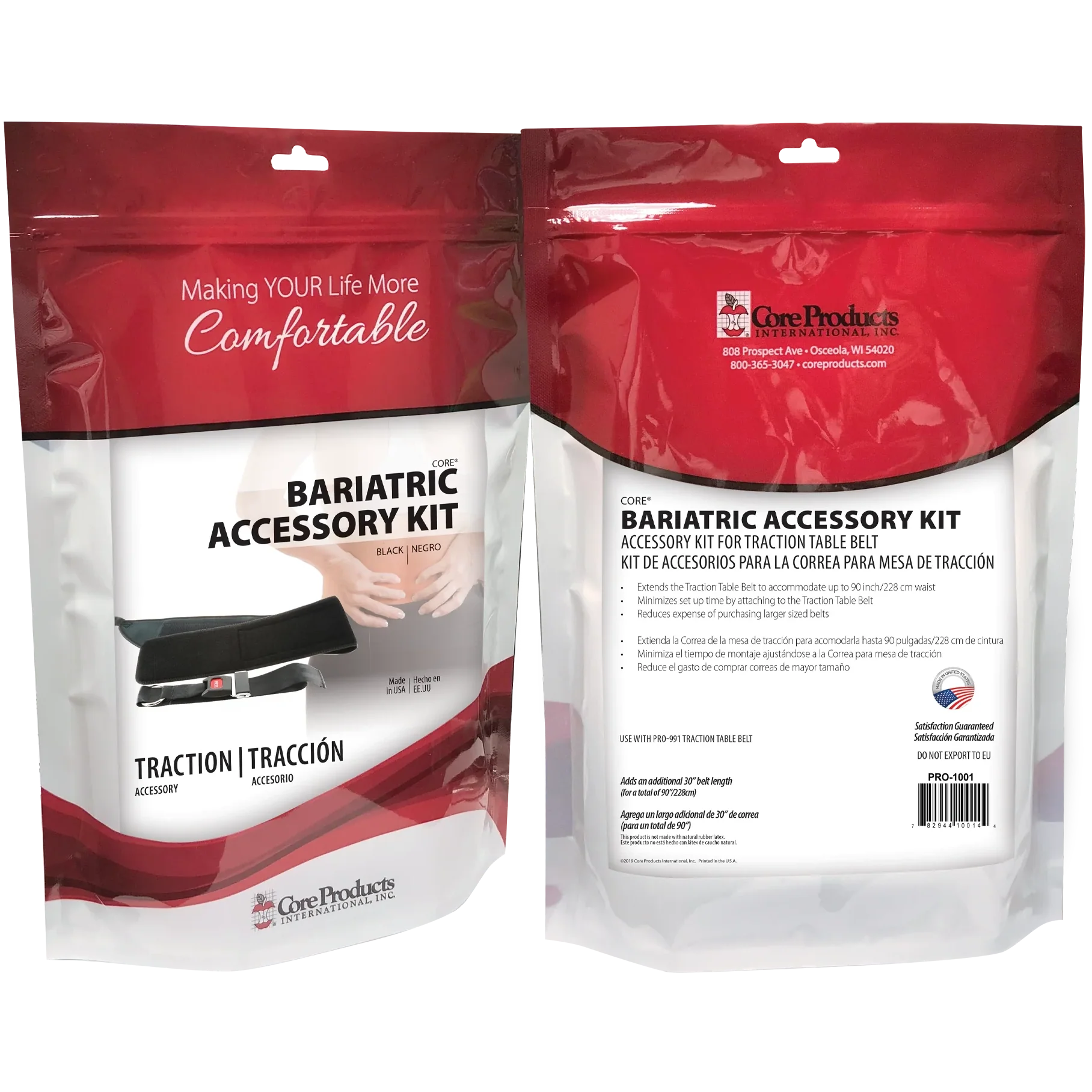 Core Products Traction Table Belt Bariatric Extension Kit packaging