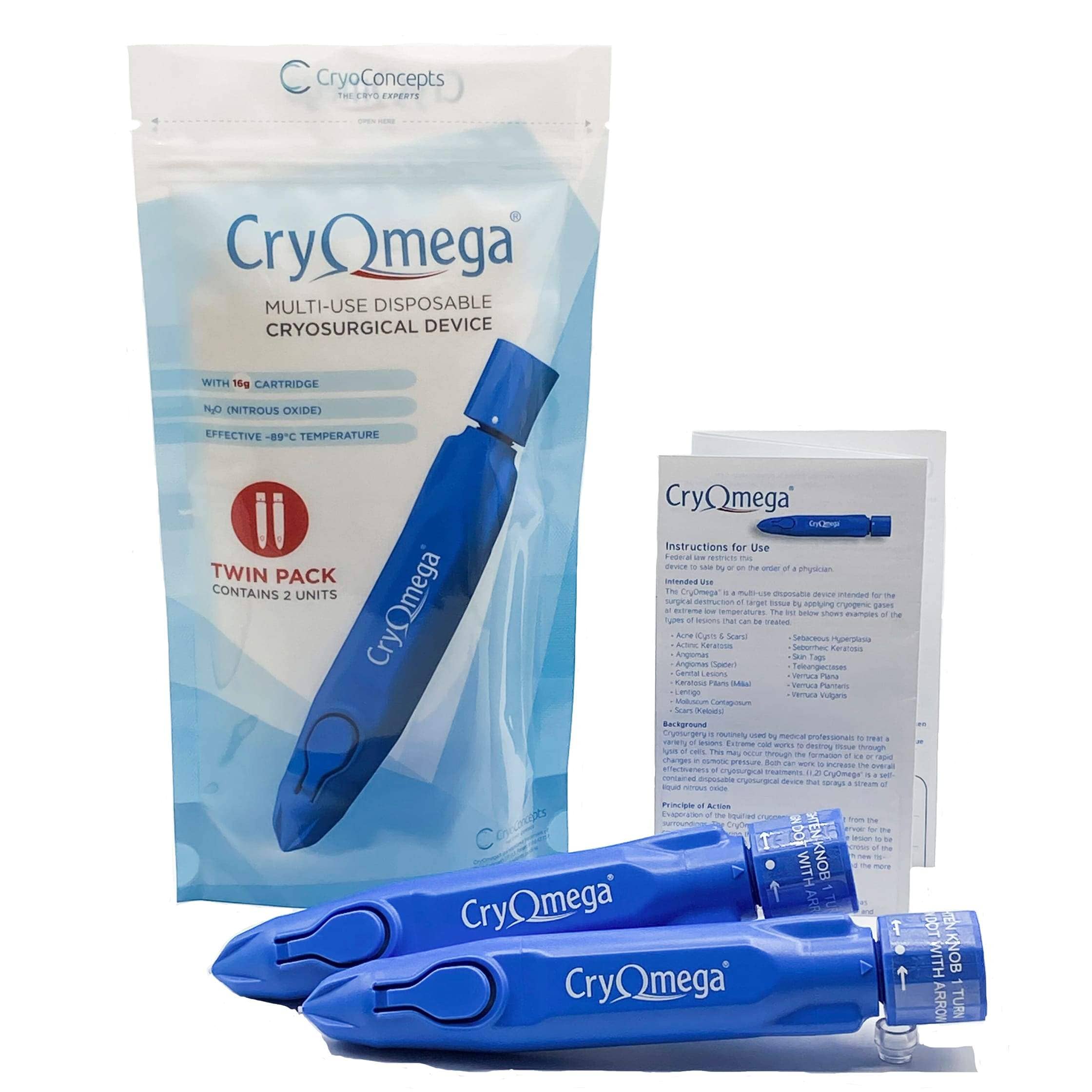 CryoConcepts CryOmega Multi-Use Disposable Cryosurgical Device - Twin Pack