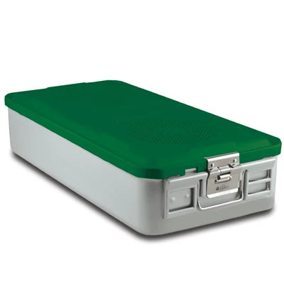 SklarLite Sterilization Container - Full-Size, Safe Lid, Perforated Bottom, 23" x 11" x 5", Green - 10-4092