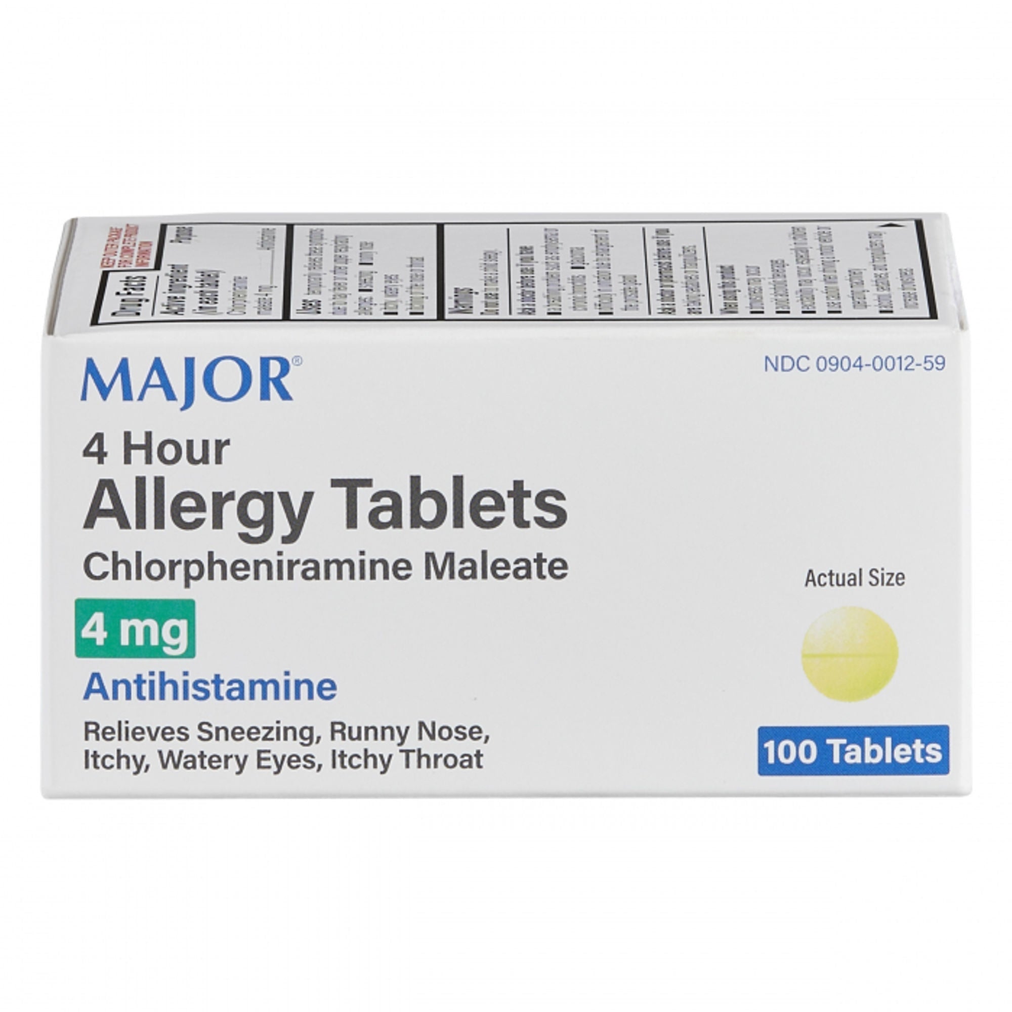 Chlorpheniramine Maleate 4 mg Tablet 100 Tablets (Bottle of 100) 