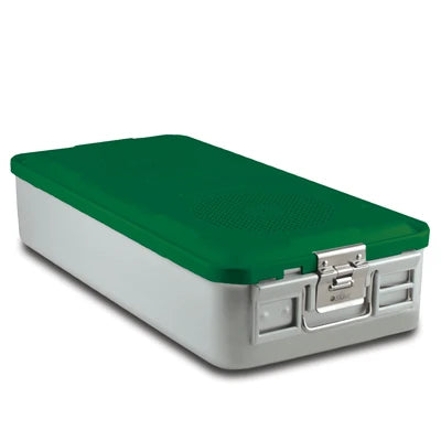 SklarLite Sterilization Container - Full-Size, Standard Lid, Perforated Bottom, 23" x 11" x 5", Green - 10-4068 