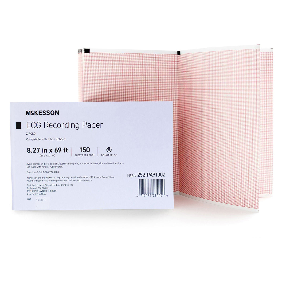 Recording Chart Paper McKesson Z-Fold Orange Grid (Case of 1500)