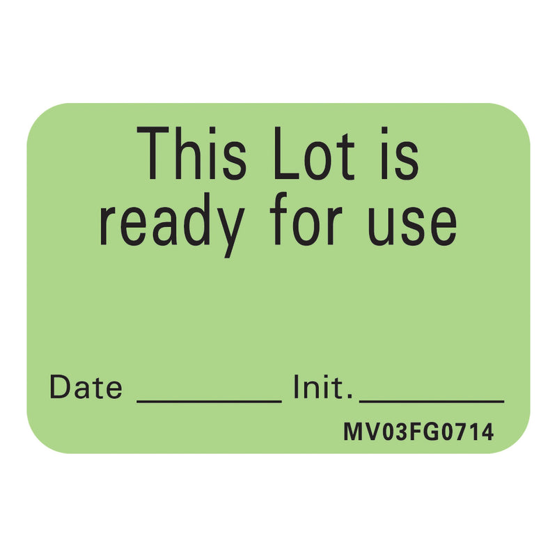 MedVision "This Lot is Ready for Use" Write-On Label, 1.438 x 1 Inch (Roll of 666)
