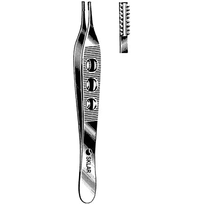 Sklar LiteGrip Adson-Brown Tissue Forceps - 4-3/4", Straight, Side-Grasping 7x7 Teeth - 47-1448 