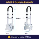 drive Clamp-On Tub Rail, White Steel, 14.5 – 17 Inch Height (Each)