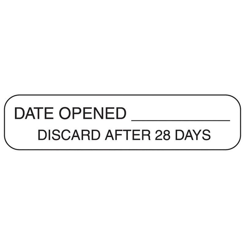 Health Care Logistics "Date Opened Discard After 28 Days" Labels, 1.6 x 0.4 Inch (Pack of 1000)
